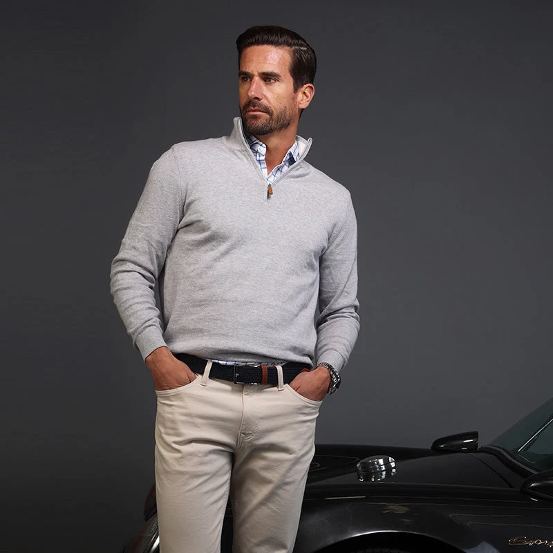 Semi-Spread Collar Polo Blue Grid Check - Image 3