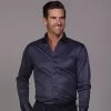 Quattro Flex Dress Shirt With Semi-Spread Collar Midnight Micro Dot