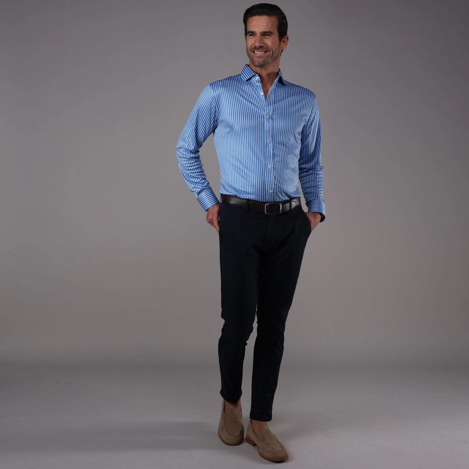 Quattro Flex Dress Shirt With Semi-Spread Collar The Wall St. - Image 4