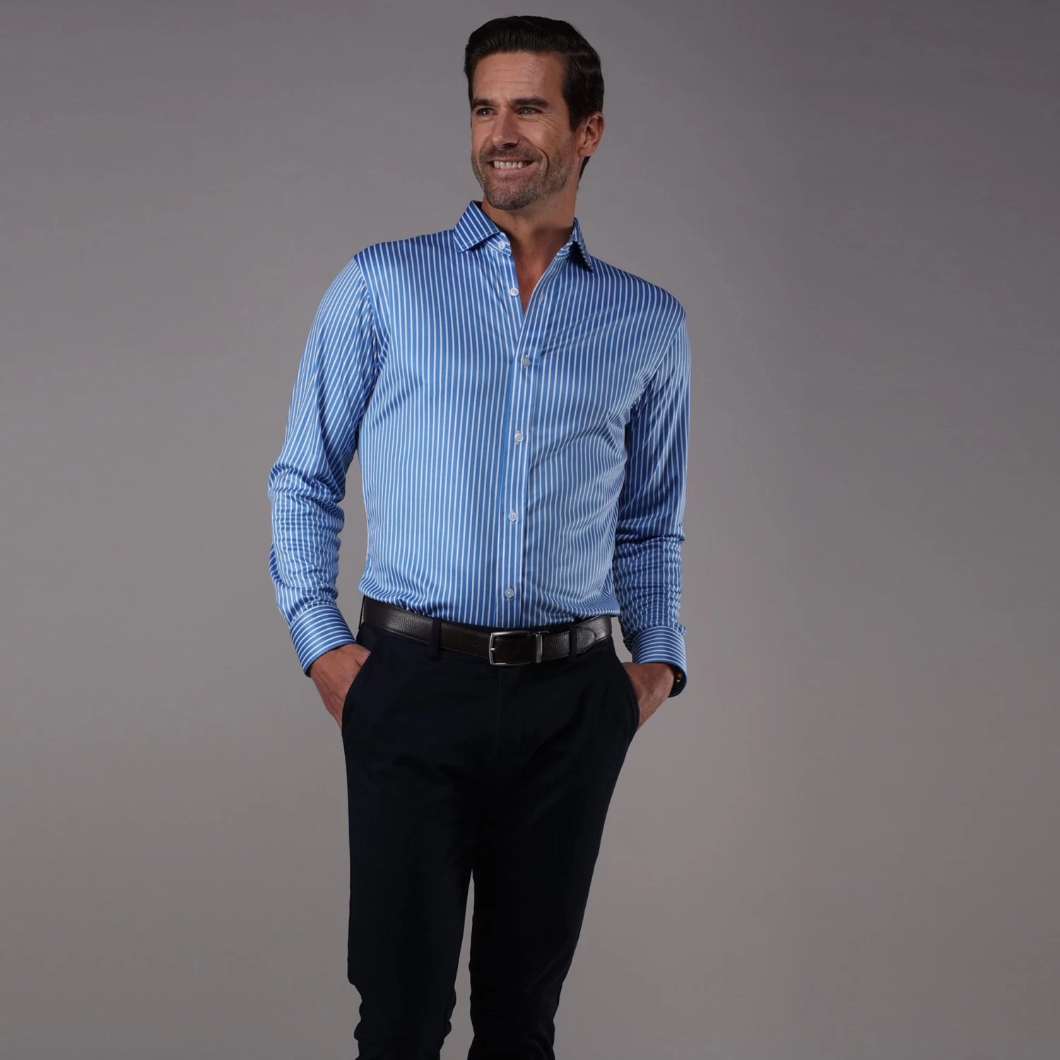 Quattro Flex Dress Shirt With Semi-Spread Collar The Wall St. - Image 3