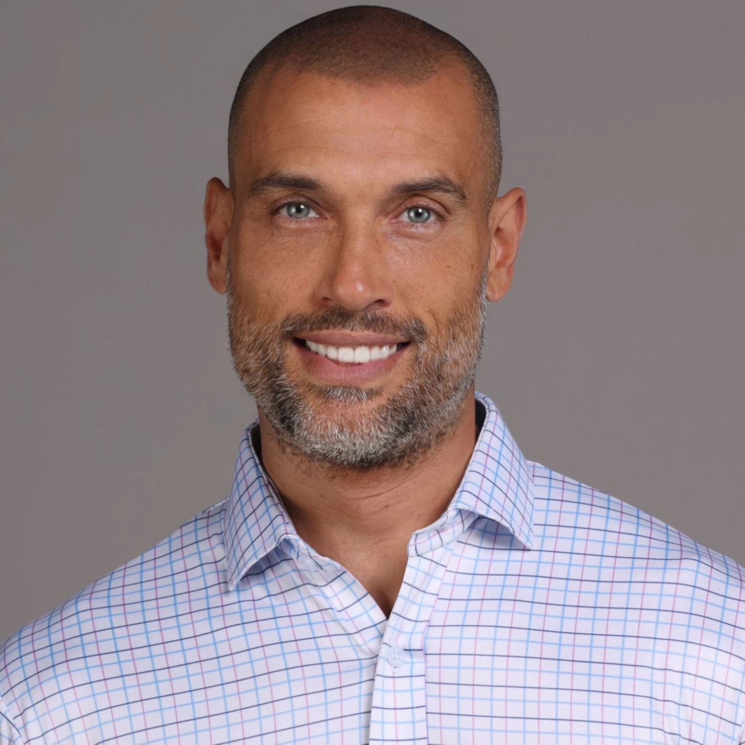 Quattro Flex Dress Shirt With Semi-Spread Collar Blue And Pink Tattersall - Image 2