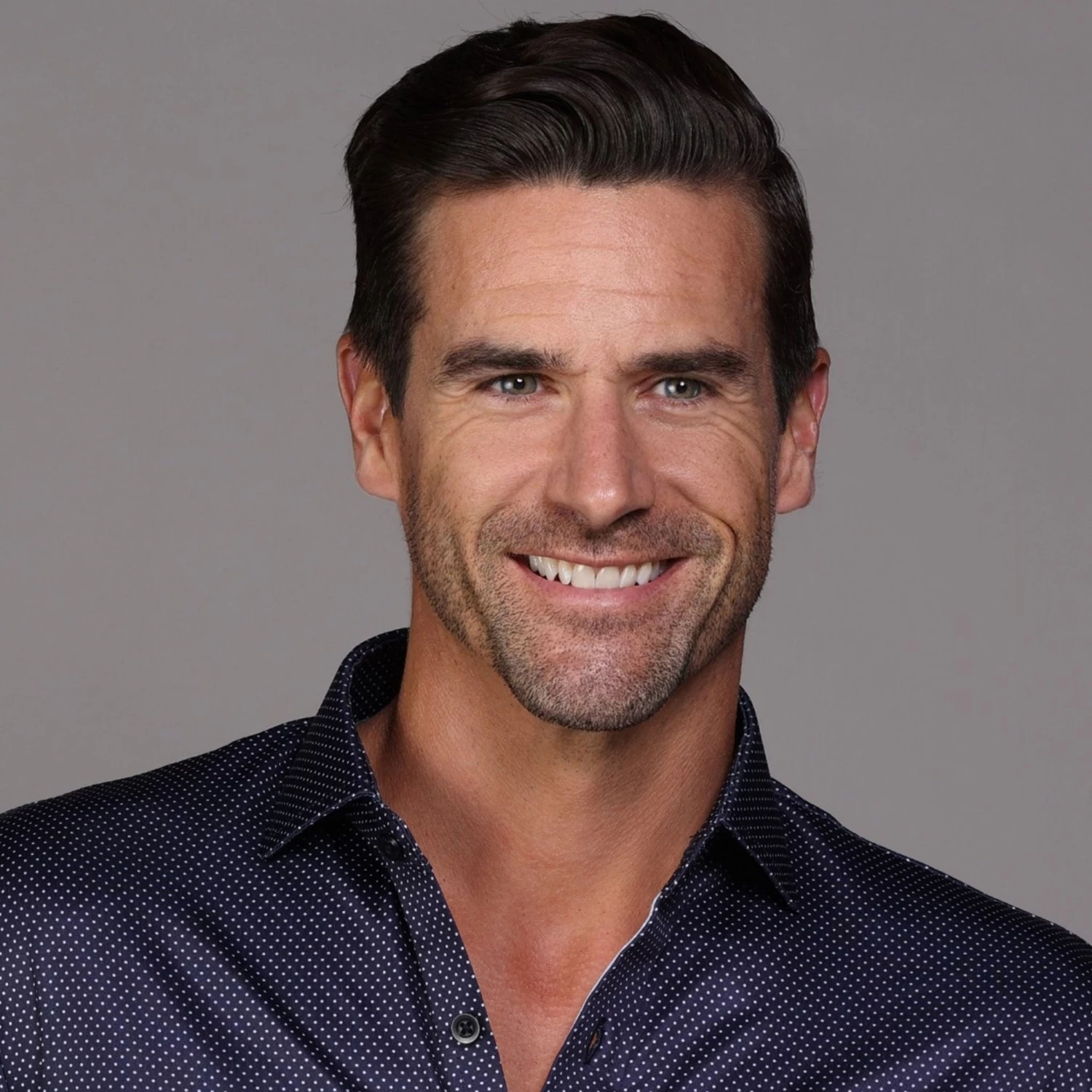 Quattro Flex Dress Shirt With Semi-Spread Collar Midnight Micro Dot - Image 2