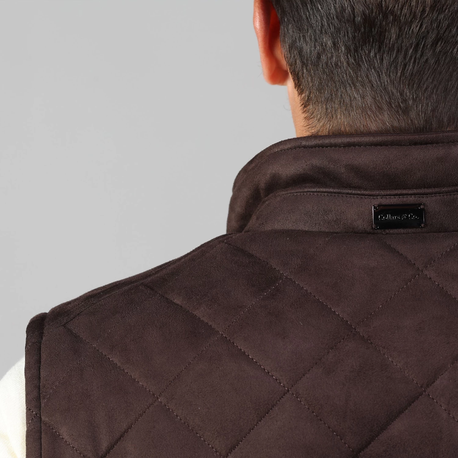 Brown Tech Suede Cambridge Quilted Vest - Image 7