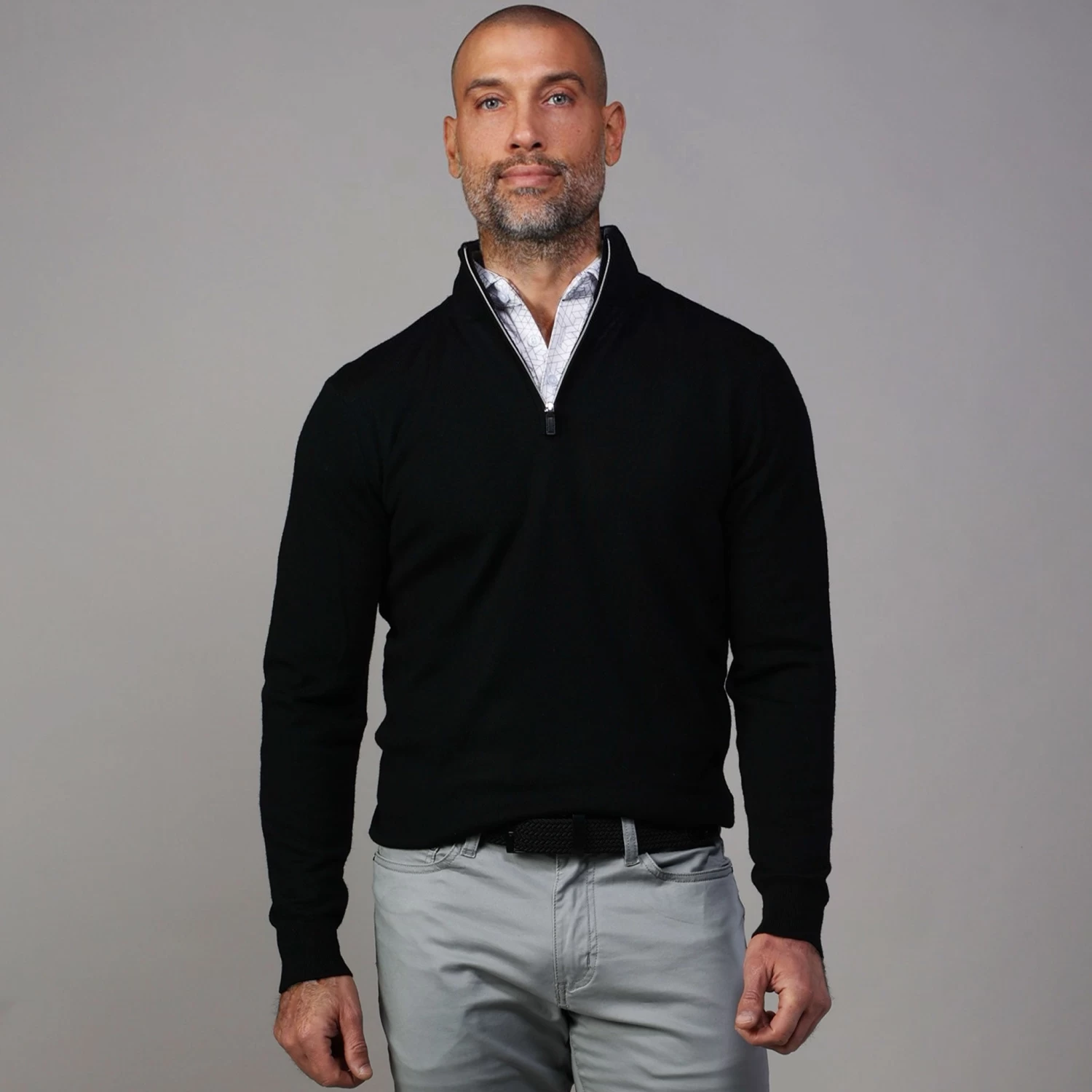 Semi-Spread Collar Polo White Geo - Image 5