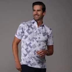 Semi-Spread Collar Polo Grand Prix White And Navy