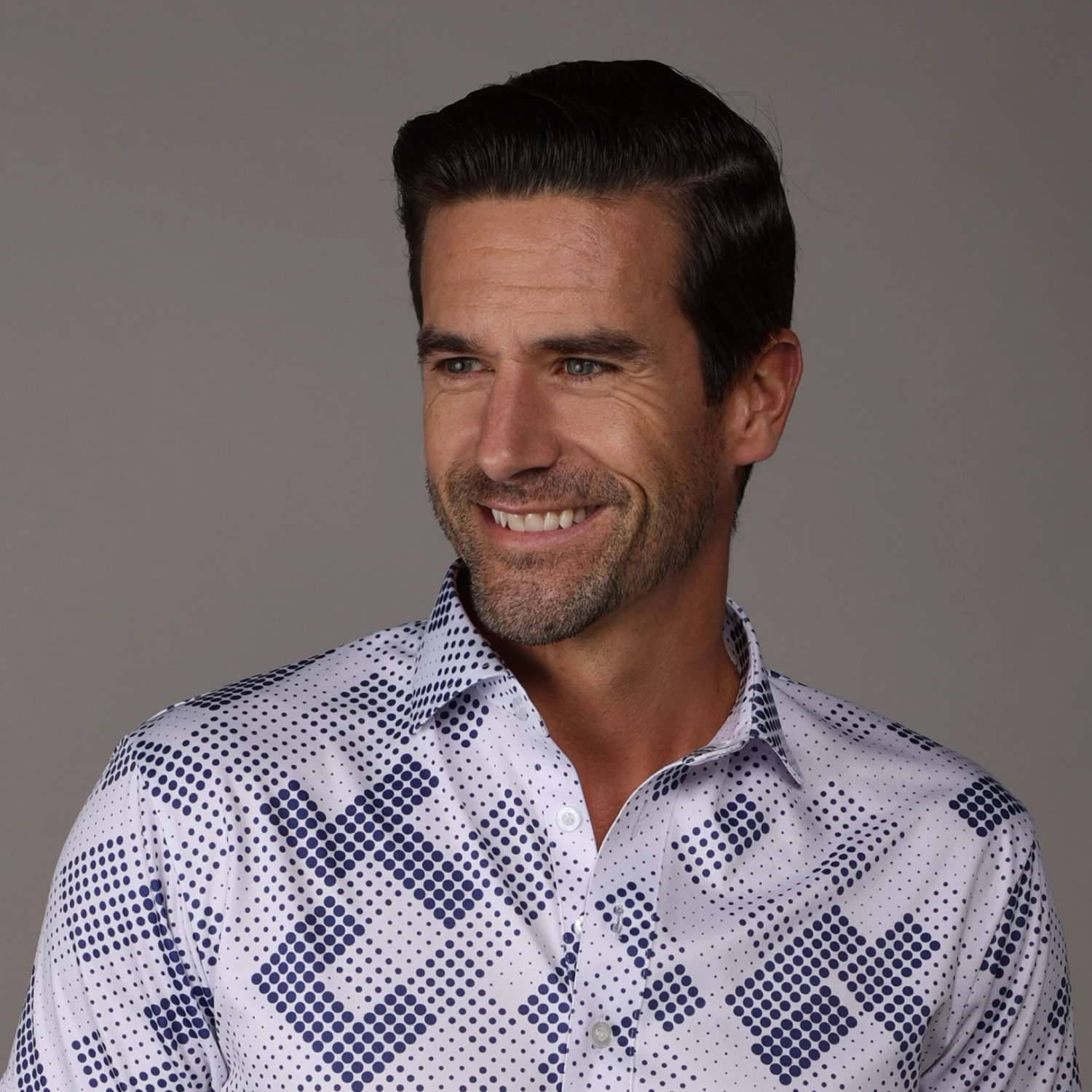 Semi-Spread Collar Polo Grand Prix White And Navy - Image 2