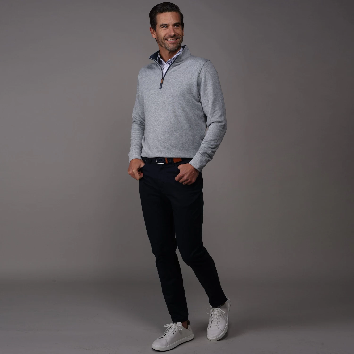 Semi-Spread Collar Polo Grand Prix White And Navy - Image 5