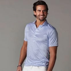 Semi-Spread Collar Polo Blue Tattersall