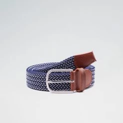 Navy And White Stretch Woven Belt