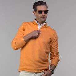 Sunset And Cream Zen Cotton Blend Reversible Quarter Zip Pullover