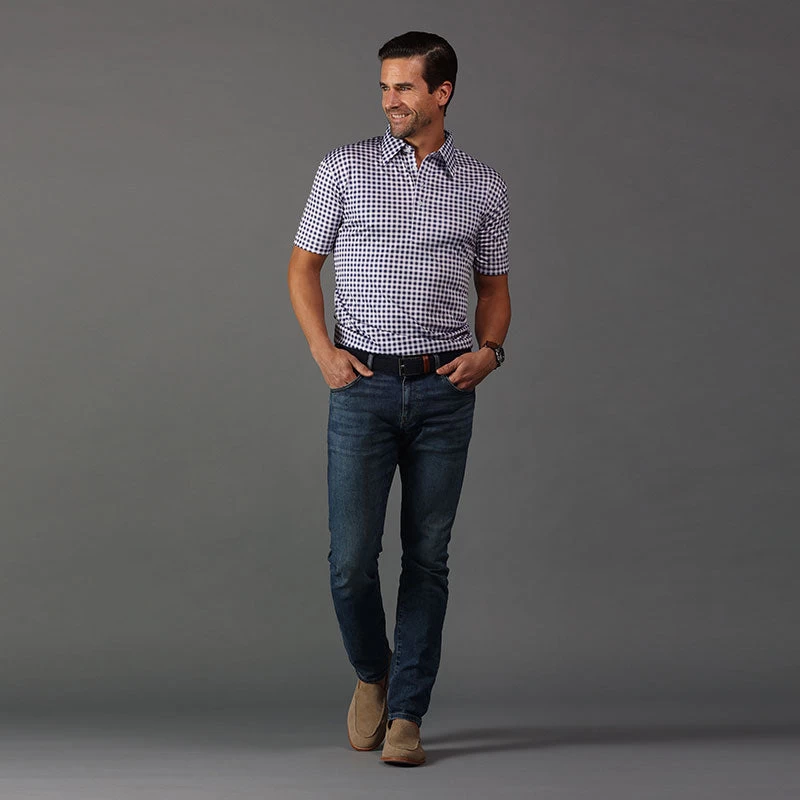 The Original Dress Collar Polo™ Navy Gingham - Image 4