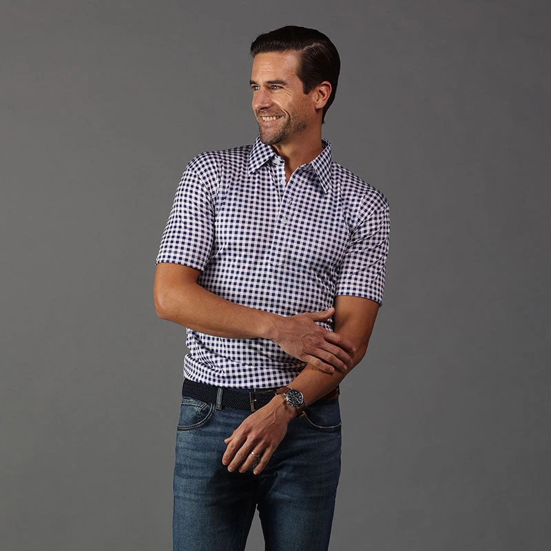 The Original Dress Collar Polo™ Navy Gingham - Image 3