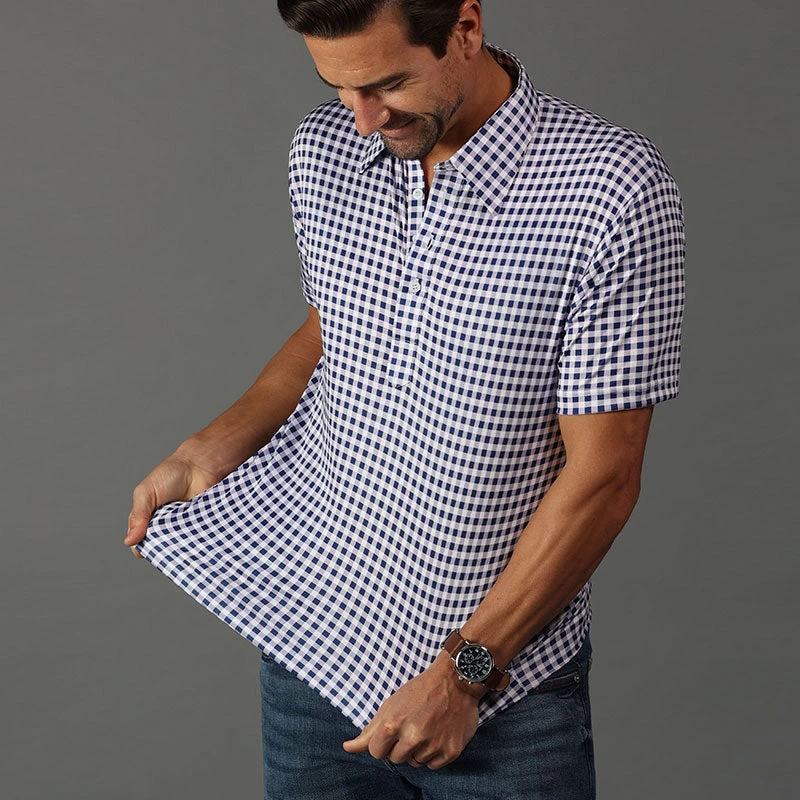 The Original Dress Collar Polo™ Navy Gingham - Image 5
