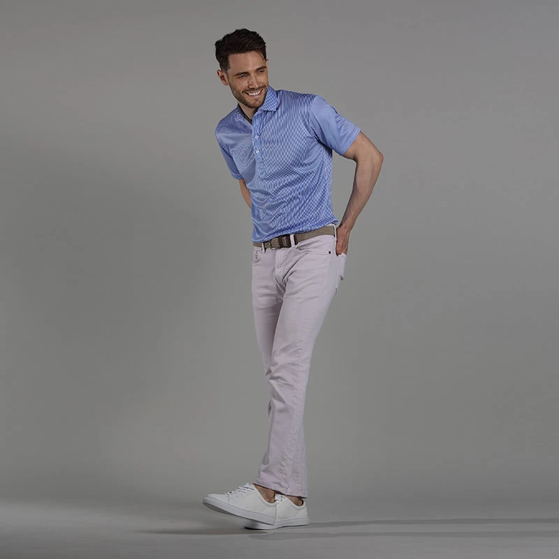 Semi-Spread Collar Polo Blue Stripe - Image 3