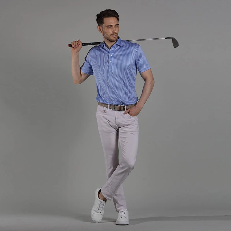 Semi-Spread Collar Polo Blue Stripe - Image 6