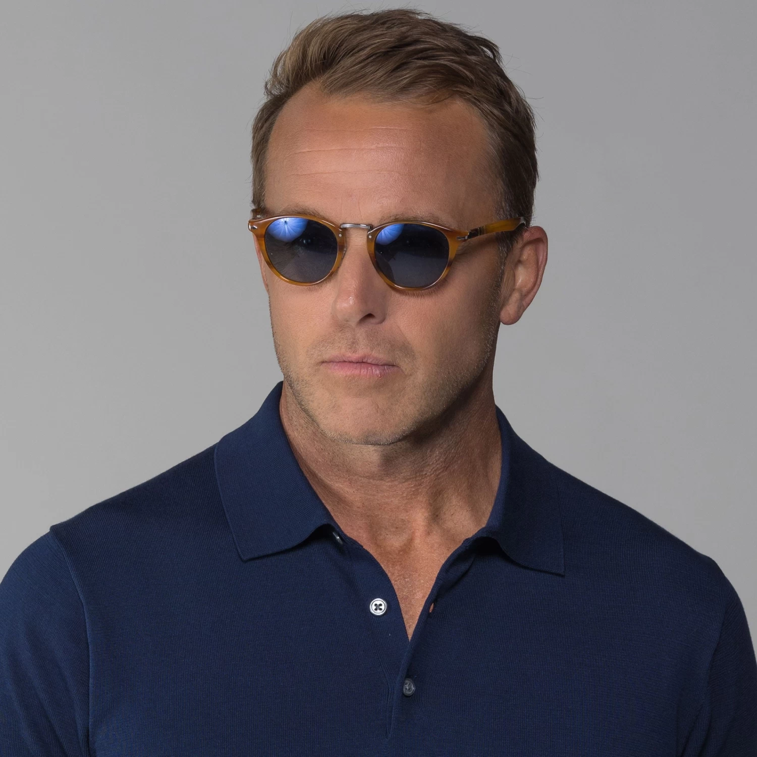 The Maranello Cotton & Silk Three Button Polo Navy - Tailored Fit - Image 2