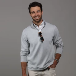 Grey And Light Grey Zen Cotton Blend Reversible Quarter Zip Pullover