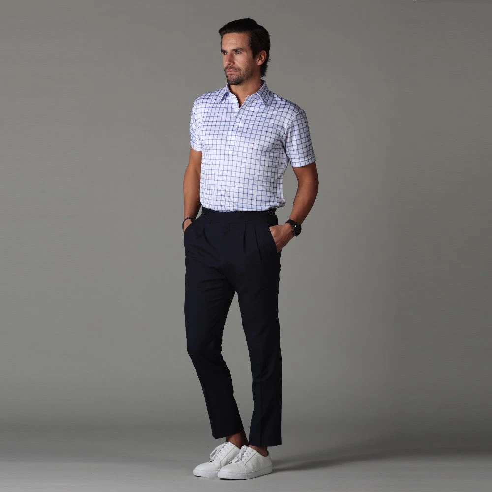 The Original Dress Collar Polo™ Blue Grid Check - Image 4