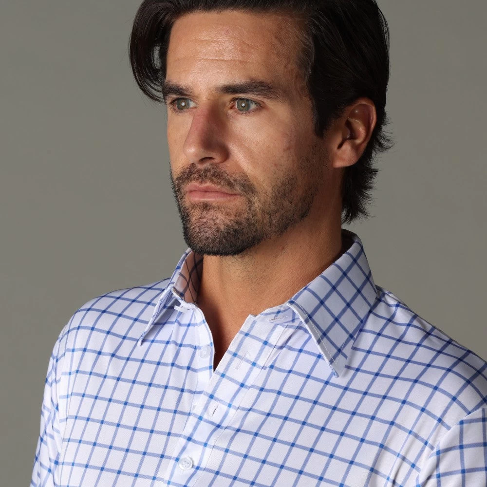 The Original Dress Collar Polo™ Blue Grid Check - Image 2