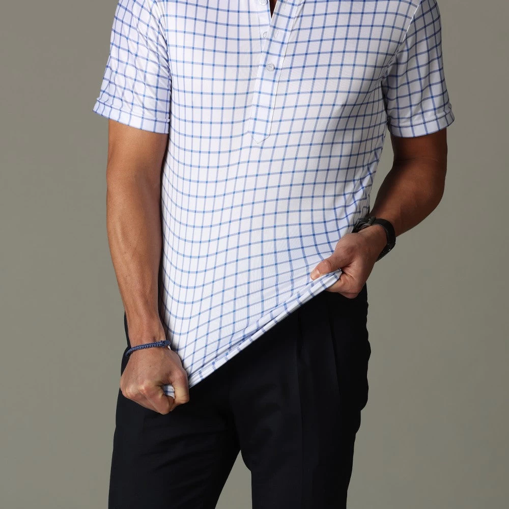 The Original Dress Collar Polo™ Blue Grid Check - Image 5