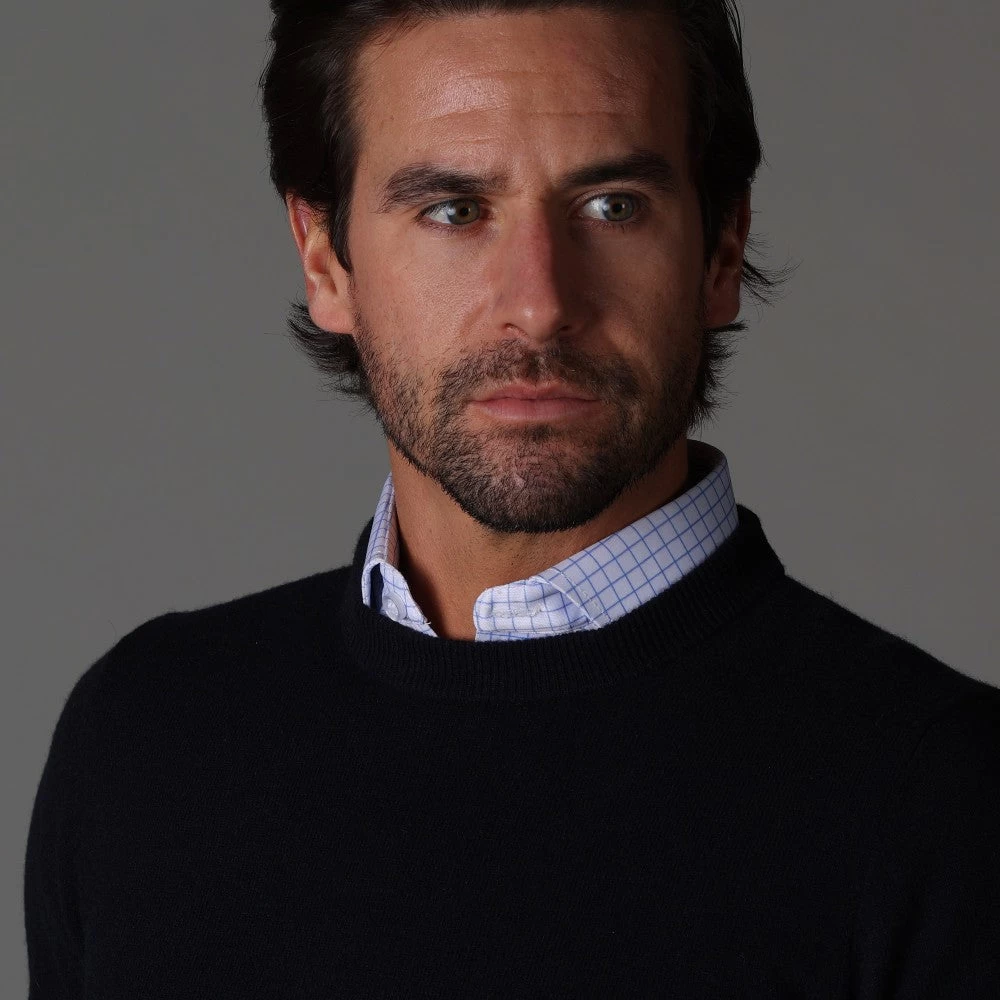 Semi-Spread Collar Polo Thin Blue Check - Image 5