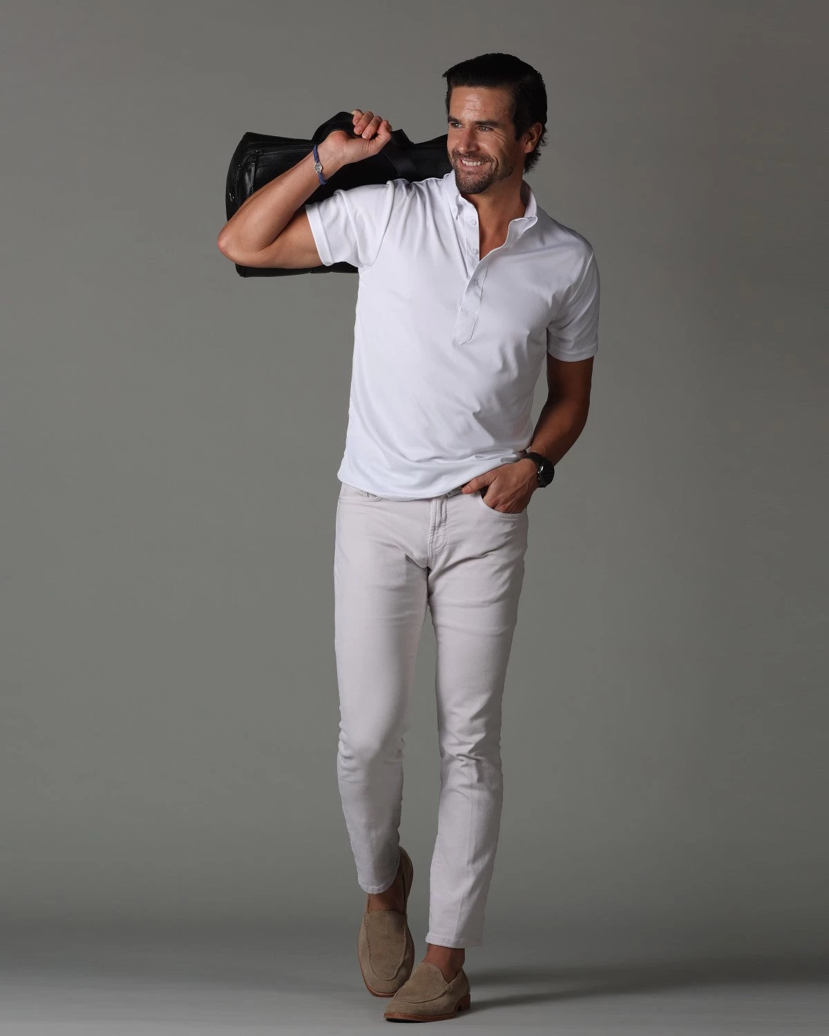 Oxford Button Down Collar Polo White - Image 2